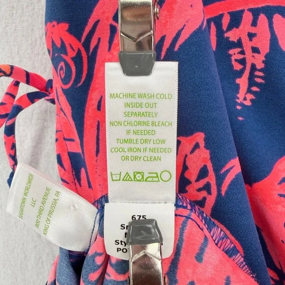 LILLY PULITZER Donna Romper Women 4 Indigo Night Caw Blue Pink Parrot Sleeveless - Picture 11 of 16